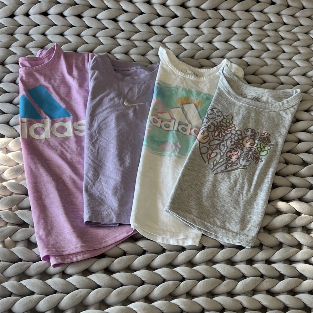 adidas Kids' Short Sleeve Tees - Pink, Purple, White, and Gray